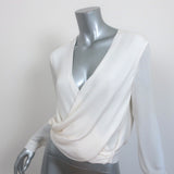 L'Agence Wrap Blouse Gia Cream Silk Size Small Long Sleeve Top