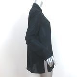 The Row Carlton Pleated Back Shirt Black Crepe Size Small Long Sleeve Blouse