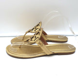 Tory Burch Miller Thong Sandals Gold Metallic Leather Size 8 Flat Slides