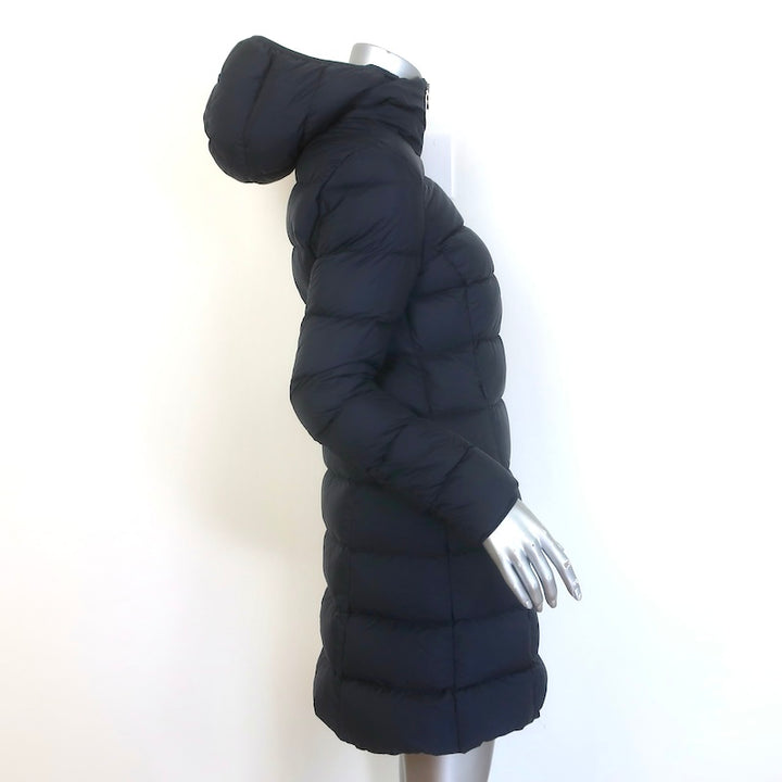 Moncler Gie Hooded Long Down Puffer Coat Dark Navy Size 1