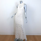 Maje Rozimina Pearl-Beaded Guipure Lace Maxi Dress Ecru Cotton Size 36 NEW