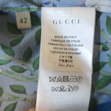 Gucci Flora Print Silk Shirt Blue Size 42 Long Sleeve Blouse