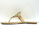 Tory Burch Miller Thong Sandals Gold Metallic Leather Size 8 Flat Slides