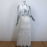 Maje Rozimina Pearl-Beaded Guipure Lace Maxi Dress Ecru Cotton Size 36 NEW