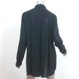 The Row Carlton Pleated Back Shirt Black Crepe Size Small Long Sleeve Blouse