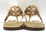 Tory Burch Miller Thong Sandals Gold Metallic Leather Size 8 Flat Slides