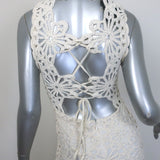 Maje Rozimina Pearl-Beaded Guipure Lace Maxi Dress Ecru Cotton Size 36 NEW