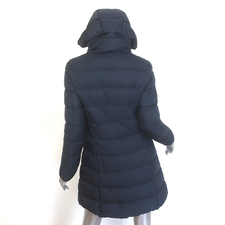Moncler Gie Hooded Long Down Puffer Coat Dark Navy Size 1