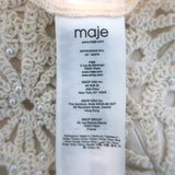 Maje Rozimina Pearl-Beaded Guipure Lace Maxi Dress Ecru Cotton Size 36 NEW