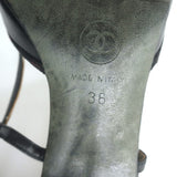 Vintage Chanel 03A CC Cap Toe Bow Slingback Pumps Black Patent & Leather Size 36