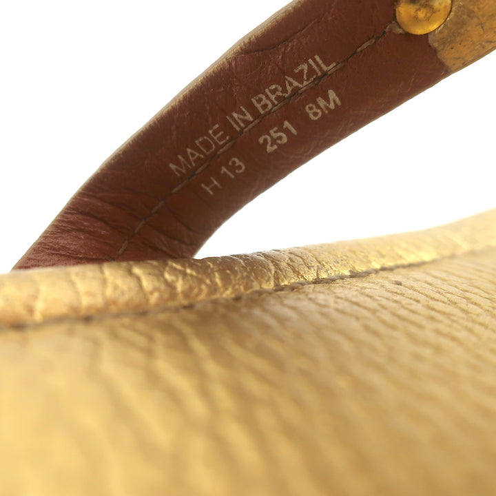 Tory Burch Miller Thong Sandals Gold Metallic Leather Size 8 Flat Slides
