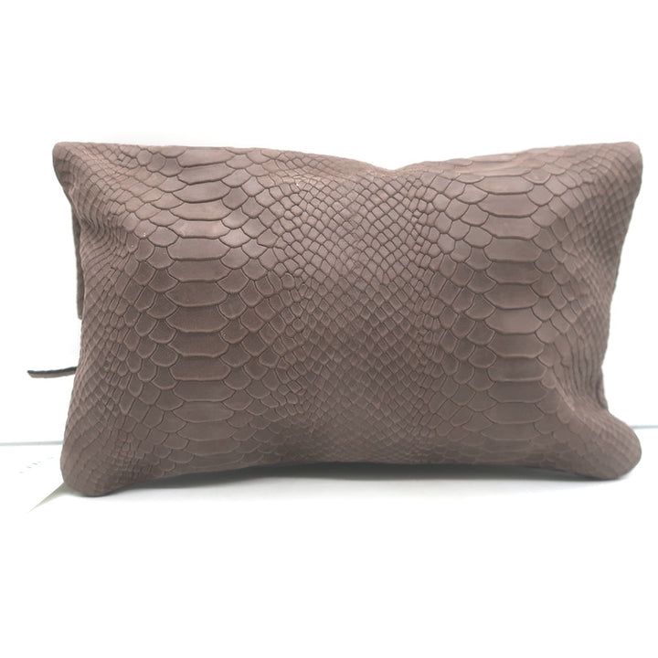 Clare V. Foldover Clutch Taupe Snake-Embossed Nubuck Leather NEW
