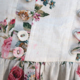 Zimmermann Honour Corset Mini Dress Cream Floral Print Linen Size 0