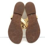 Tory Burch Miller Thong Sandals Gold Metallic Leather Size 8 Flat Slides