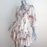 Zimmermann Honour Corset Mini Dress Cream Floral Print Linen Size 0