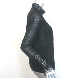 Giambattista Valli Crochet Lace-Trim Blouse Black Silk Size 42 Long Sleeve Top