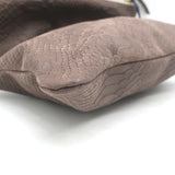 Clare V. Foldover Clutch Taupe Snake-Embossed Nubuck Leather NEW