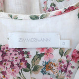 Zimmermann Honour Corset Mini Dress Cream Floral Print Linen Size 0