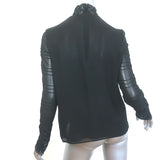 Giambattista Valli Crochet Lace-Trim Blouse Black Silk Size 42 Long Sleeve Top