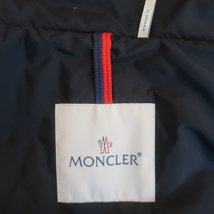 Moncler Gie Hooded Long Down Puffer Coat Dark Navy Size 1
