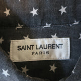 Saint Laurent Star Print Button Down Shirt Dark Gray Cotton Size Medium