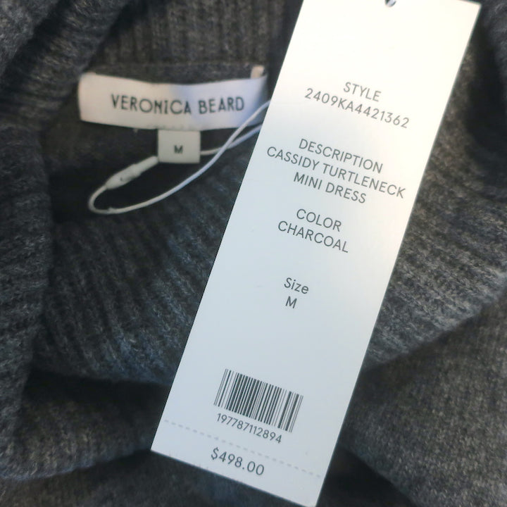 Veronica Beard Cassidy Turtleneck Mini Dress Charcoal Size Medium NEW
