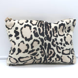 Clare V. Snow Leopard Print Flat Clutch Cream Calf Hair NEW