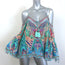 Camilla Festival Friends Cold Shoulder Blouse Blue Printed Silk Size Large