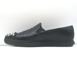 Miu Miu Crystal Cap Toe Slip-On Sneakers Black Leather Size 37.5
