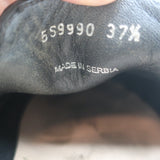 Miu Miu Crystal Cap Toe Slip-On Sneakers Black Leather Size 37.5