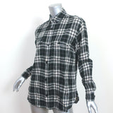 Saint Laurent Checked Crinkled Flannel Shirt Black & White Cotton Size Small