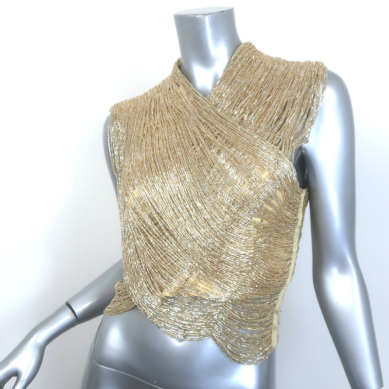 Cult Gaia Haisley Hand-Beaded Draped Top Gold Size 6 NEW