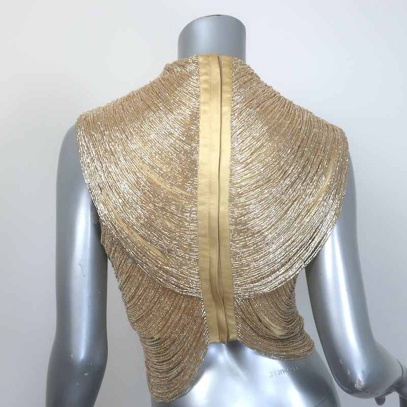Cult Gaia Haisley Hand-Beaded Draped Top Gold Size 6 NEW