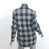 Saint Laurent Checked Crinkled Flannel Shirt Black & White Cotton Size Small