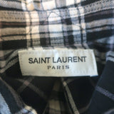 Saint Laurent Checked Crinkled Flannel Shirt Black & White Cotton Size Small