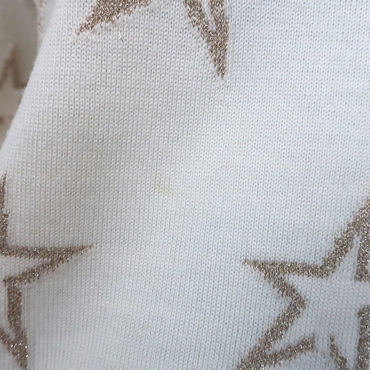 Perfect Moment Floro Metallic Star Jacquard Sweater Cream/Gold Size Medium