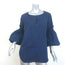 Silvia Tcherassi Lucaya Puff Sleeve Blouse Navy Cotton Size Large NEW