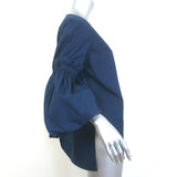 Silvia Tcherassi Lucaya Puff Sleeve Blouse Navy Cotton Size Large NEW