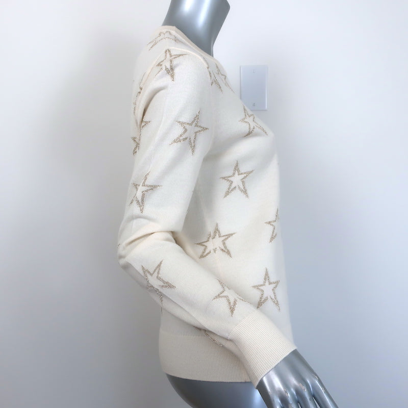 Perfect Moment Floro Metallic Star Jacquard Sweater Cream/Gold Size Medium