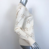 Perfect Moment Floro Metallic Star Jacquard Sweater Cream/Gold Size Medium