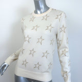 Perfect Moment Floro Metallic Star Jacquard Sweater Cream/Gold Size Medium