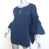 Silvia Tcherassi Lucaya Puff Sleeve Blouse Navy Cotton Size Large NEW