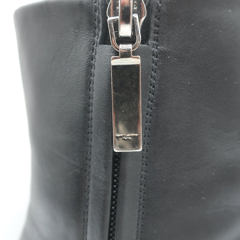 Saint Laurent Lou Ankle Boots Black Leather Size 36