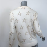 Perfect Moment Floro Metallic Star Jacquard Sweater Cream/Gold Size Medium
