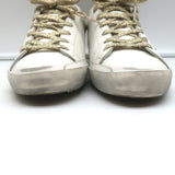 Golden Goose Superstar Sneakers White Leather with Gold Glitter Star Size 38 NEW