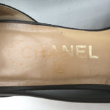 Vintage Chanel CC-Embroidered Cap Toe Pumps Black Mesh & Leather Size 36
