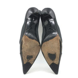 Vintage Chanel CC-Embroidered Cap Toe Pumps Black Mesh & Leather Size 36