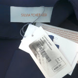 Silvia Tcherassi Lucaya Puff Sleeve Blouse Navy Cotton Size Large NEW