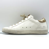 Golden Goose Superstar Sneakers White Leather with Gold Glitter Star Size 38 NEW