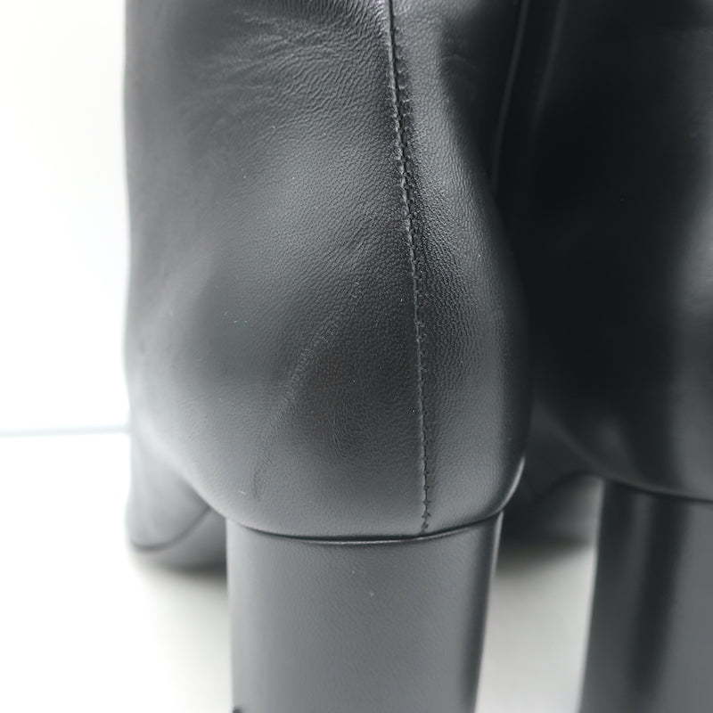 Saint Laurent Lou Ankle Boots Black Leather Size 36